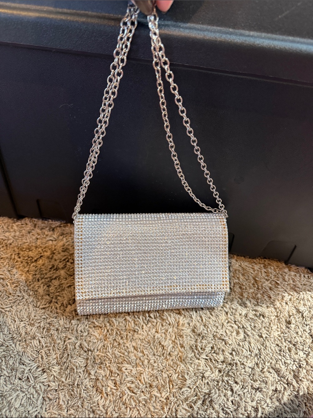 Silver Crystal Chain Shoulder Bag